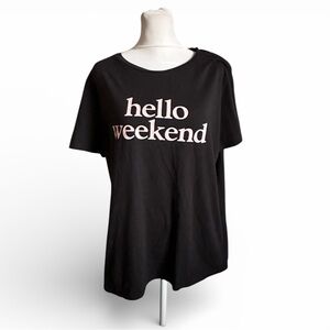 Nine West Black T-Shirt hello weekend size 2XL
